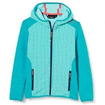 CMP Chaqueta elástica de forro polar para niña con capucha, Niñas, Chaqueta, 30E9865, Jade Ceramic Blue, 116