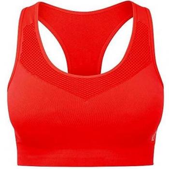 Dare2b Don't Sweat It-Sujetador Deportivo con Sujeción De Impacto Medio, Tejido De Secado Rápido, Relleno Extraíble Base Layer, Mujer, Fiery Coral, L