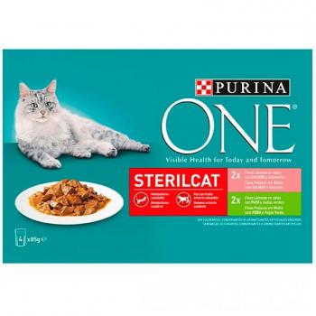 Purina One Esterilizados Comida Húmeda para Gatos en Salsa Variedad de Sabores Pack de 5 Sobres de 85 g