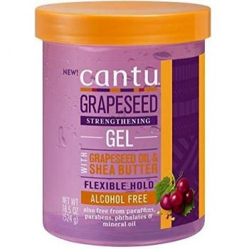 Gel Fijador Cantu Grapessed Strengthening 524 g (524 ml) - Gel flexible de fijación, formulado con extracto de uva, fortalece el cabello, proporciona un acabado duradero y sin residuos, ideal para estilos