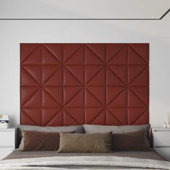 Paneles de pared 12 piezas de vino tinto en cuero sintético 30x30 cm 0,54 m²