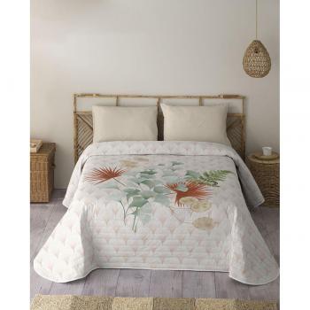 NATURALS - Colcha Bouti Estampada Jade - Tejido 100% Algodón Extra Suave, Relleno 100% Poliéster, Fabricado en España, Modelos Florales, para Cama