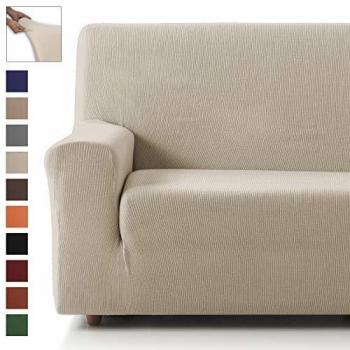 Eiffel Textile Funda Sofa Elastica Protector Adaptable Rústica Sofá, Marfil, 4 Plazas