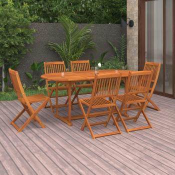 Set de comedor de jardín 7 piezas madera maciza de acacia 180x90x75cm Marrón
