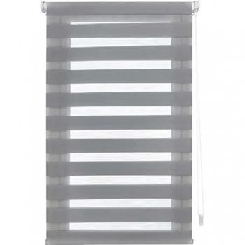 Estor Enrollable Noche y Día Sin Herramientas Easy Fix Indus - Gris Plata 95x150 cm