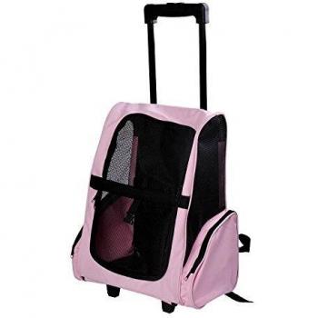 Pawhut Transportin Carrito Perro 2 en 1 Mochila Carrito 36x30x49 cm Mascotas Perro Gato Rosa