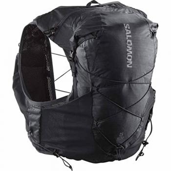 Chaleco de hidratación Salomon Adv Skin X Season 15 Set Negro, capacidad de 15 litros, diseño ergonómico, incluye dos botellas de 500 ml, sistema de ajuste en el pecho, material ligero y transpirable