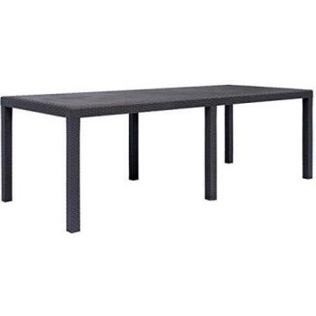 vidaXL Garden Table Brown 220x90x72 cm Plastic Rattan Look