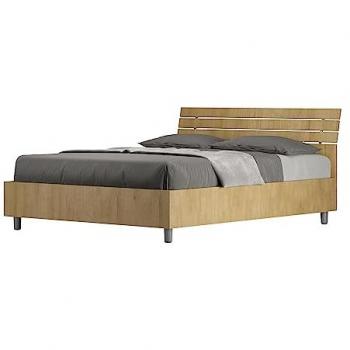 Cama contenedor 140x190 con cabecero inclinado de roble natural Ankel