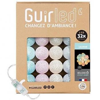 Guirnalda de bolas de algodón LED USB - Lámpara nocturna para bebé 2h - 3 intensidades - 32 bolas 3,2m - Diseño de unicornio