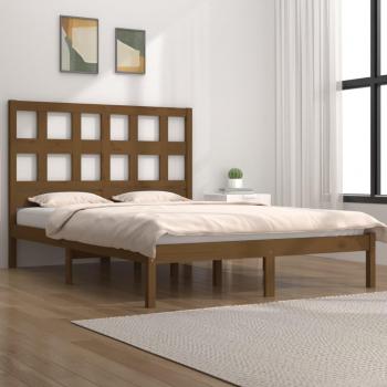 Estructura de cama de madera maciza de pino marrón miel 120x200 cm