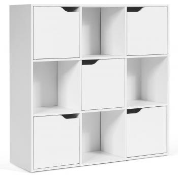 Librería Costway con 9 Compartimentos, Estantería para Archivos y Libros, Ideal para Plantas, Almacenamiento en Hogar y Oficina, Dimensiones: 90 x 29 x 90 cm, Color Blanco
