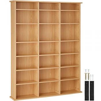 Estantería Stevie 105,5 x 19 x 136,5 cm - Estantería elegante para CDs con mucho espacio de almacenamiento, 18 estantes ajustables, estructura estable y segura
