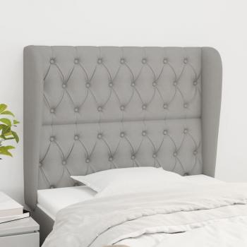 Cabecero de tela gris claro con orejas 103x23x118/128 cm