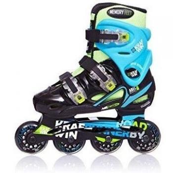 Krafwin Road Runner New - Patines en línea para niños, color verde / azul, talla 35