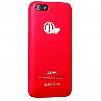 Ozaki oCoat Fruit - Carcasa rígida de plástico y película protectora para iPhone 5, color rojo