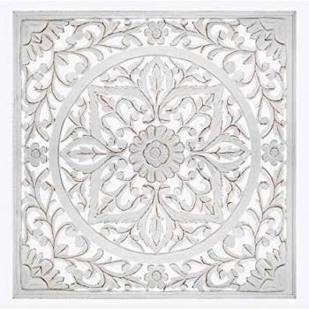 ATMOSPHERA Decoración de pared tallada color blanco 90,6 x 1,5 x 90,6 cm