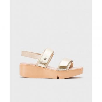 Wonders - Sandalias de cuña de mujer de piel con cierre adherente AMAPOLA Crema