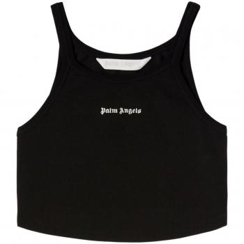 Palm Angels Women's Cotton Cropped Top in Black | Size XS | PWAD060S24FAB002