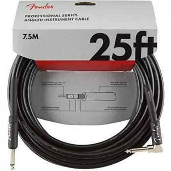 Cable Instrumental Profesional Fender 7,5m con Conector Angulado y Recto - Negro