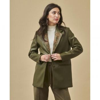 NKN Nekane - Blazer de mujer verde con bordados y cierre de botones