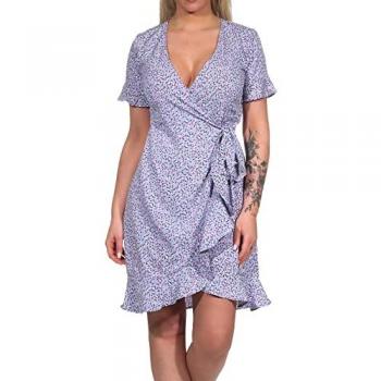 Vestido Corto de Mujer Only Estampado Floral Lila con Volantes