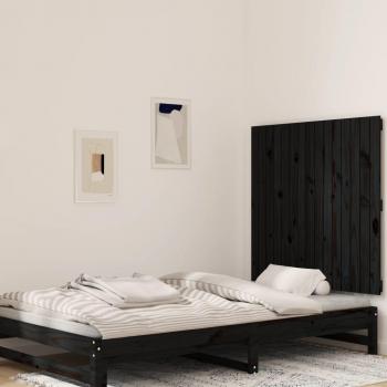 Cabecero de cama de pared negro 95,5x3x90 cm madera maciza de pino Vidaxl