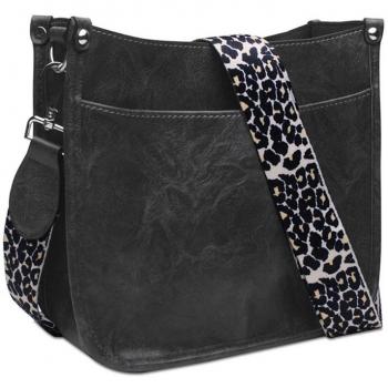 Vegan Leather Crossbody Bag - Black