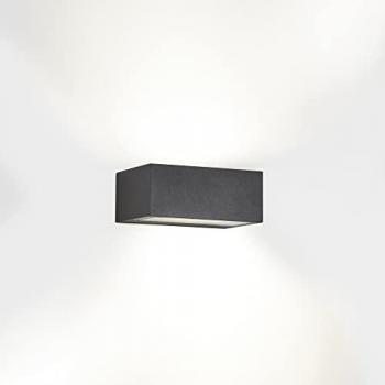 Aplique de jardín Nemesis LED, aluminio gris urbano, opal, 2 bombillas, dimensiones 90x220mm, IP65, potencia 17.5W, temperatura de color ajustable 2700-3200-400