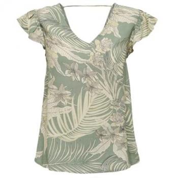 Camiseta de Mujer Only Palina Vida Manga Corta V-Cuello Verde