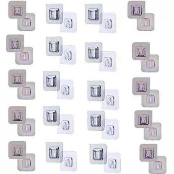 Yolistar 20 par Ganchos Adhesivos, Ganchos Adhesivos De Pared De Doble Cara, Transparente Impermeable Soporte de Pared, Ganchos De Pared Doble Cara, para Colgador de Cocina Baño Puerta Techo