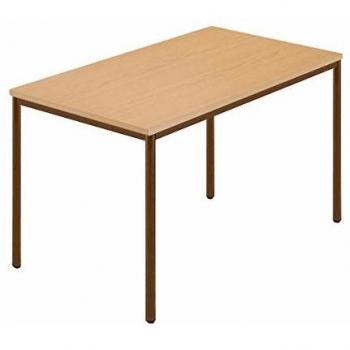 Mesa rectangular de tubo redondo revestido, 1200 x 800 mm, madera natural/marrón - Kaiserkraft