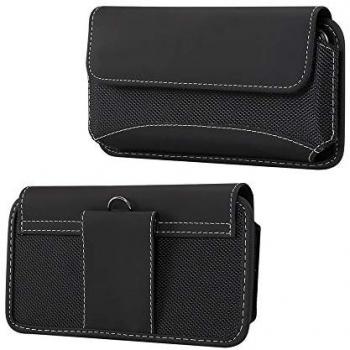 Funda Cinturón Horizontal de Piel y Nylon Negra para Tecno Pova Neo 2 (2022) - Nuevo Diseño