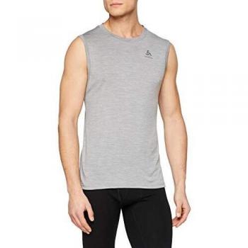 Odlo Suw Top Crew Neck Singlet Natural 100% Merino Camiseta Interior, Hombre, Camiseta, 110872, Gris y Negro, Extra-Large