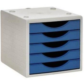 Fichero cajones de sobremesa 5 cajones Color Azul Opaco 270x340x260 mm.