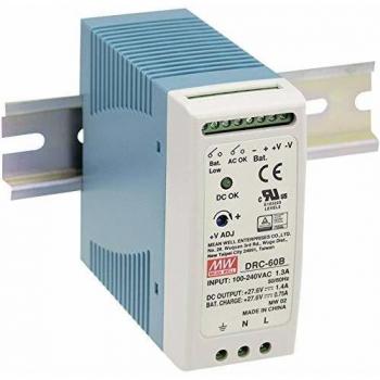 Fuente de Alimentación Conmutada Mean Well DRC-60A, 13.8 V/DC, 2.8 A, 59 W, Montaje en Carril DIN, 2 Salidas