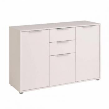 Aparador Salón Alex 120cm Melamina Blanco Mate con 2 Cajones, 3 Puertas y 2 Estantes para Comedor