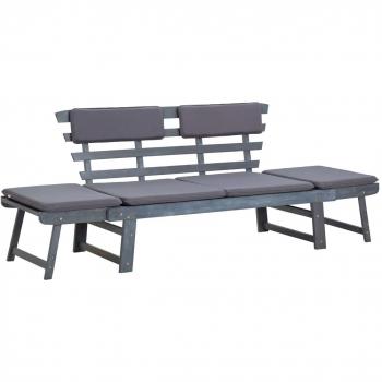 2-in-1 Garden Bench with Cushions 190cm Grey Solid Acacia Wood