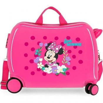 Maleta de Cabina Infantil Disney Minnie Golden Days Rígida Rosa con 2 Ruedas y Capacidad de 34L