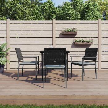 5 Piece Garden Dining Set with Cushions in Poly Rattan and Steel