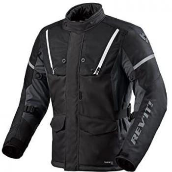 REV'IT! Chaqueta de Moto Horizon 3 H2O Negro-Blanco - Chaqueta textil de motocicleta impermeable, color negro y blanco, talla L