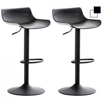 Set de 2 Taburetes de Bar Aveiro Negros con Asiento de Polipropileno y Base de Metal, Altura Regulable y Giratorios
