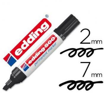 Edding - Rotulador marcador permanente 500 negro - punta biselada 7 mm