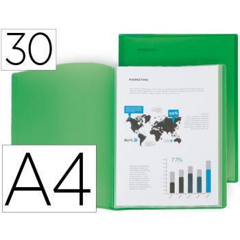 Carpeta Liderpapel escaparate 30 fundas polipropileno DIN A4 verde translúcido