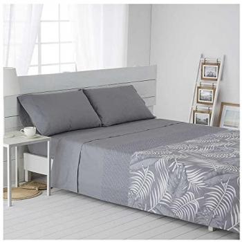 Juego de sábanas de percal 100% algodón gris 200 hilos 280x260 cama 200 cm