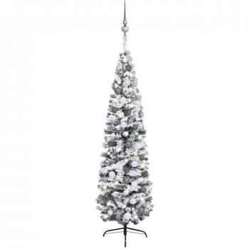 Árbol de Navidad artificial con luces LED y bolas verde 240 cm
