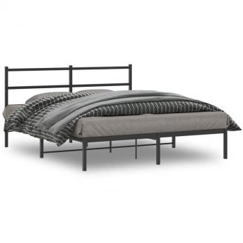 Black Metal Bed Frame with Headboard 150x200 cm