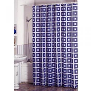 MSV Cortina de Baño, Poliéster, Azul/Blanco, 200 x 180 x 6 cm