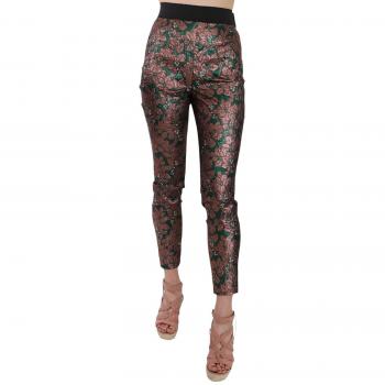 Dolce & Gabbana Multicolor Iridescent Brocade Jacquard Trousers Crop Pants - IT40|S