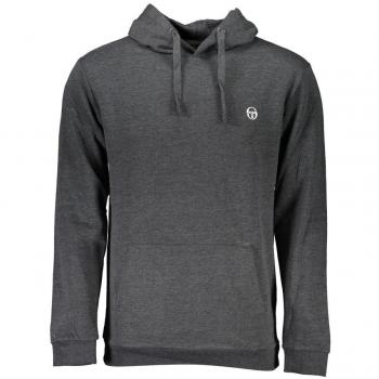 Sergio Tacchini Gray Cotton Hoodie for Men - Size M with Logo Embroidery